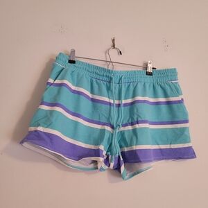 Wildfox lounge shorts drawstring pockets striped purple blue white